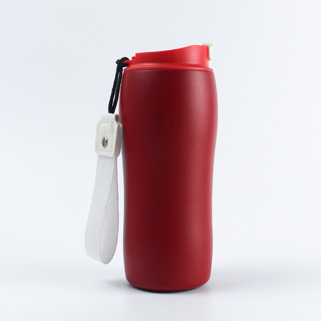 12オンスのカラーリングされた環境に優しいステンレススチール断熱魔法瓶シェーカーボトル、蓋とストラップ付き 