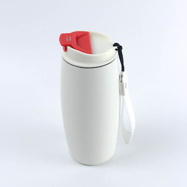 12オンスのステンレススチール断熱魔法瓶シェーカースポーツボトル、蓋とストラップ付き 