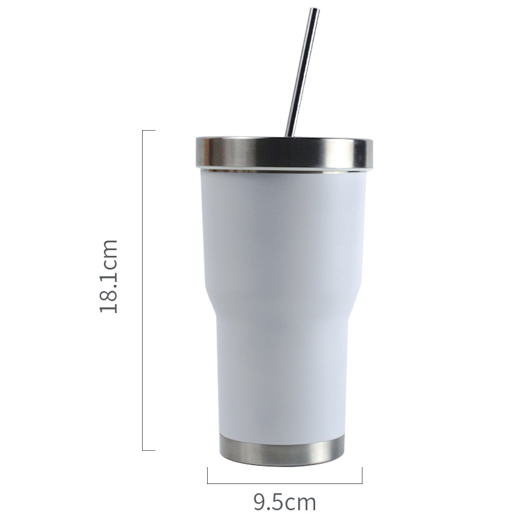 20オンス二重壁ステンレス鋼断熱タンブラースポーツカートラベルドリンクボトル蓋とストロー付き
