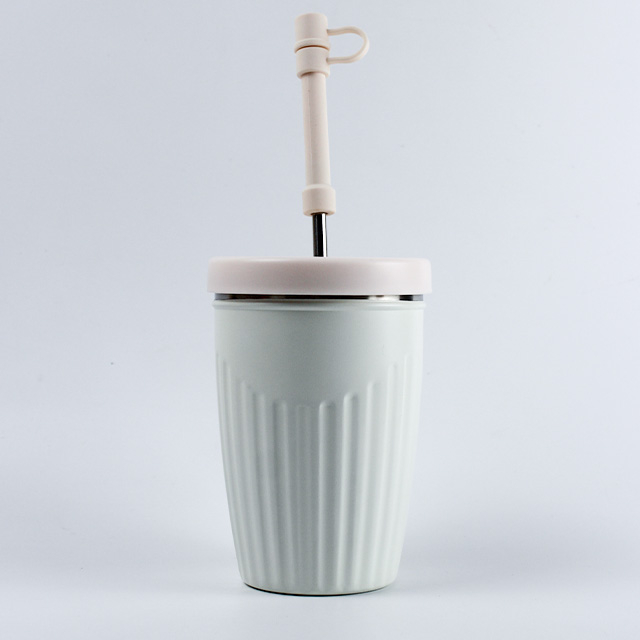 12オンスのファッショナブルなデザイン卸売二重壁304ステンレス鋼断熱真空コーヒータンブラーストローと蓋付き